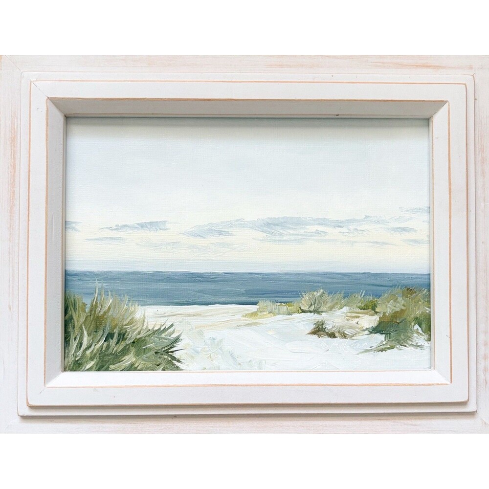 Framed 7x9 Original Oil Landscape Painting Seascape Impressionist Beach Signed